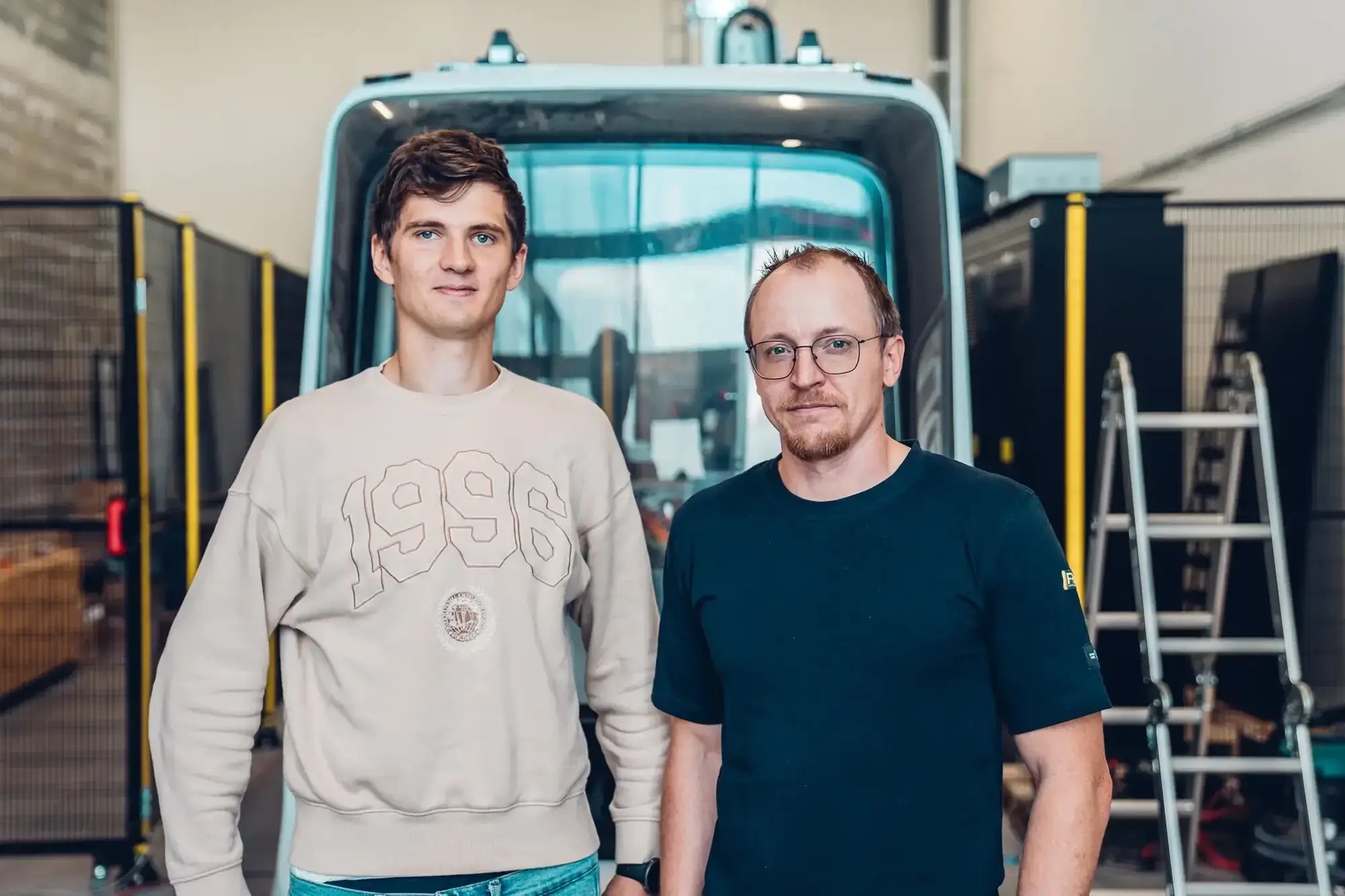 Tanel and Fred with autonomous bus